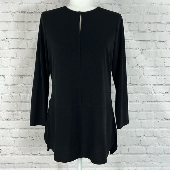 Lauren Ralph Lauren Tops - Lauren Ralph Lauren Medium Top Shirt Black Solid Scoop Neck Keyhole 3/4 Sleeve